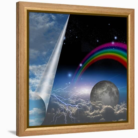 Veil Of Sky Pulled Open To Reveal Other-rolffimages-Framed Stretched Canvas