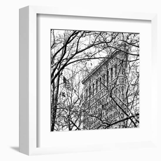 Veiled Flatiron Building (b/w) (detail)-Erin Clark-Framed Art Print