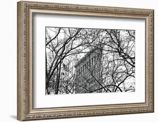 Veiled Flatiron Building (b/w)-Erin Clark-Framed Art Print