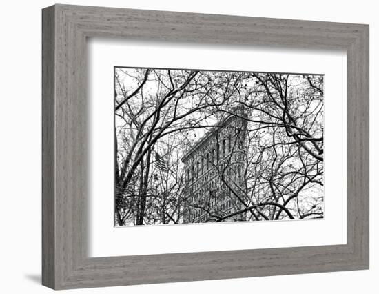 Veiled Flatiron Building (b/w)-Erin Clark-Framed Art Print