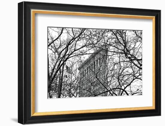 Veiled Flatiron Building (b/w)-Erin Clark-Framed Art Print