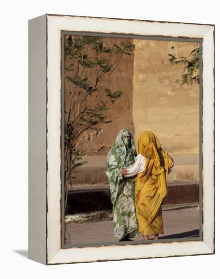 Veiled Muslim Women Talking at Base of City Walls, Morocco-Merrill Images-Framed Premier Image Canvas