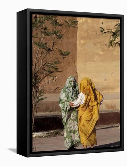 Veiled Muslim Women Talking at Base of City Walls, Morocco-Merrill Images-Framed Premier Image Canvas