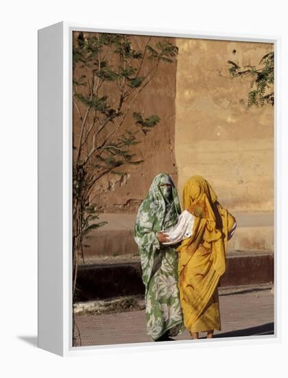 Veiled Muslim Women Talking at Base of City Walls, Morocco-Merrill Images-Framed Premier Image Canvas