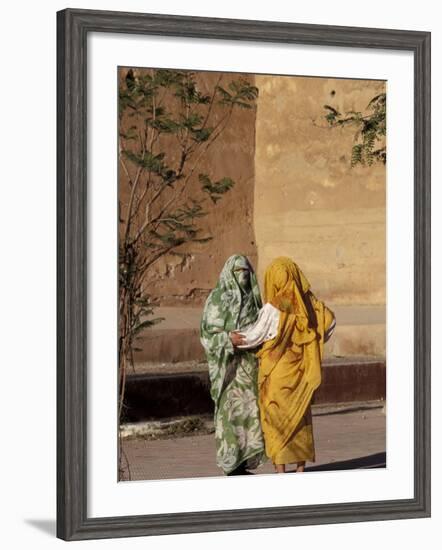 Veiled Muslim Women Talking at Base of City Walls, Morocco-Merrill Images-Framed Photographic Print