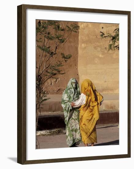 Veiled Muslim Women Talking at Base of City Walls, Morocco-Merrill Images-Framed Photographic Print