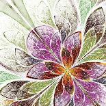 Beautiful Fractal Flower in Beige, Green and Violet-velirina-Framed Art Print
