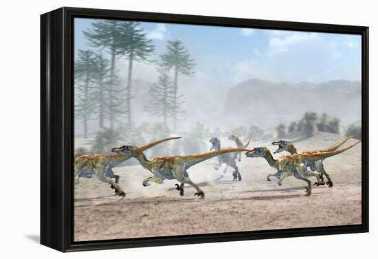 Velociraptor Dinosaurs-Jose Antonio-Framed Premier Image Canvas