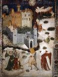 January or Aquarius with Courtiers in Snowball Fight Outside Stenico Castle-Venceslao-Giclee Print