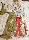 January or Aquarius with Courtiers in Snowball Fight Outside Stenico Castle, c.1400-Venceslao-Framed Premier Image Canvas