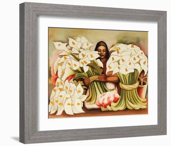 Vendedora Alcatraces-Diego Rivera-Framed Art Print