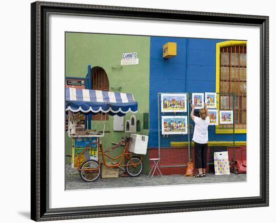 Vendor on El Caminito Street in La Boca District of Buenos Aires City, Argentina, South America-Richard Cummins-Framed Photographic Print