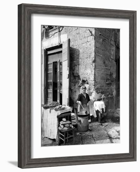 Vendor Selling Mussels and Bread in the Street-Alfred Eisenstaedt-Framed Photographic Print