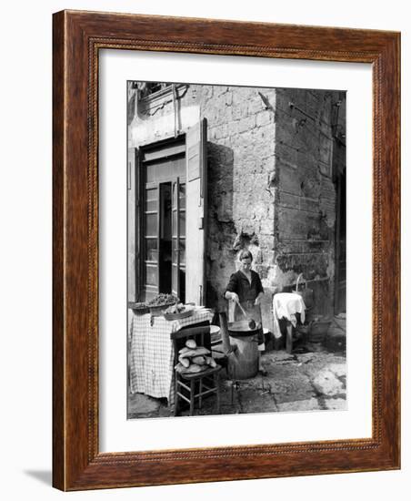 Vendor Selling Mussels and Bread in the Street-Alfred Eisenstaedt-Framed Photographic Print