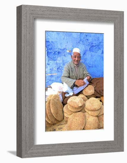 Vendor with Freshly Baked Bread, Rabat, Morocco, North Africa-Neil Farrin-Framed Photographic Print