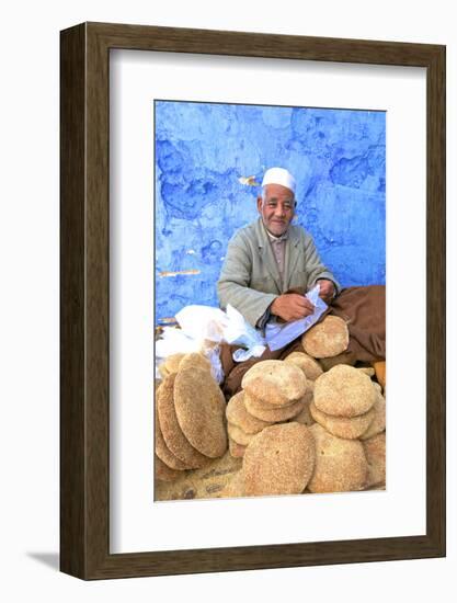 Vendor with Freshly Baked Bread, Rabat, Morocco, North Africa-Neil Farrin-Framed Photographic Print