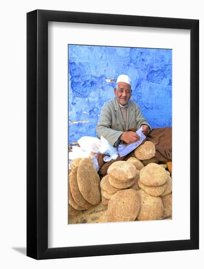 Vendor with Freshly Baked Bread, Rabat, Morocco, North Africa-Neil Farrin-Framed Photographic Print