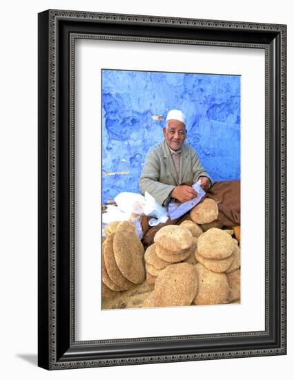 Vendor with Freshly Baked Bread, Rabat, Morocco, North Africa-Neil Farrin-Framed Photographic Print