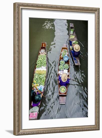 Vendors Paddle their Boats, Damnoen Saduak Floating Market, Thailand-Andrew Taylor-Framed Photographic Print