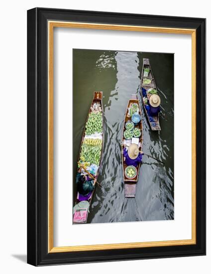 Vendors Paddle their Boats, Damnoen Saduak Floating Market, Thailand-Andrew Taylor-Framed Photographic Print