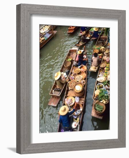 Vendors, Waterways and Floating Market, Damnern Saduak, Thailand-Bill Bachmann-Framed Photographic Print