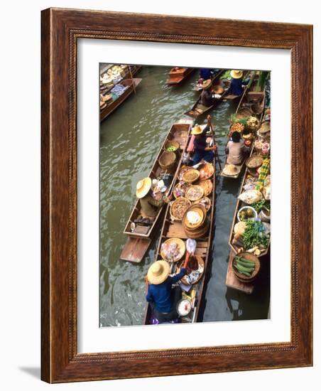 Vendors, Waterways and Floating Market, Damnern Saduak, Thailand-Bill Bachmann-Framed Photographic Print