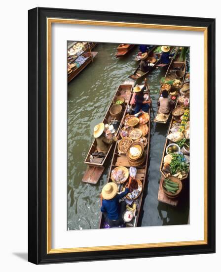 Vendors, Waterways and Floating Market, Damnern Saduak, Thailand-Bill Bachmann-Framed Photographic Print