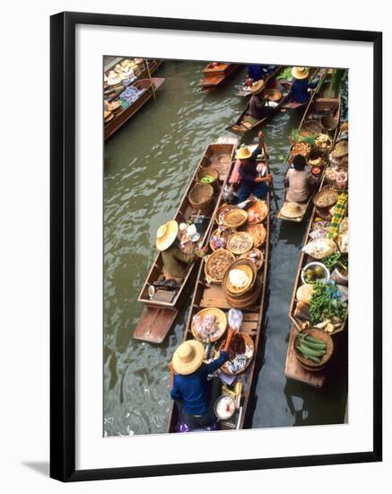 Vendors, Waterways and Floating Market, Damnern Saduak, Thailand-Bill Bachmann-Framed Photographic Print