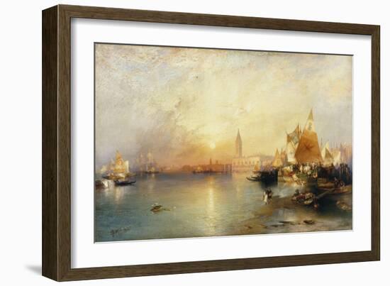 Venedig bei Sonnenuntergang mit der Santa Maria della Salute und dem Dogenpalast. 1902-Thomas Moran-Framed Giclee Print