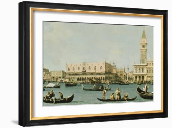 Venedig, Dogenpalast Und Marcusplatz Vom Bacino Di San Marco-Canaletto-Framed Giclee Print