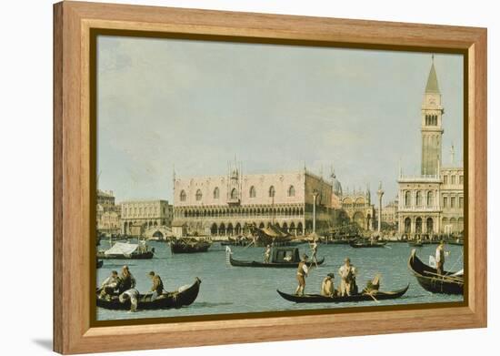 Venedig, Dogenpalast Und Marcusplatz Vom Bacino Di San Marco-Canaletto-Framed Premier Image Canvas