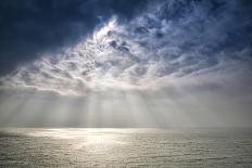 Beautiful Inspirational Sun Beams over Ocean on Cloudy Day-Veneratio-Photographic Print