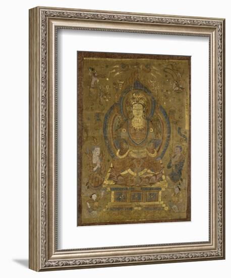 Vénération de Guanyin "secourable aux douleurs" (?) ; Buddha cosmique Vairocana (?)-null-Framed Giclee Print