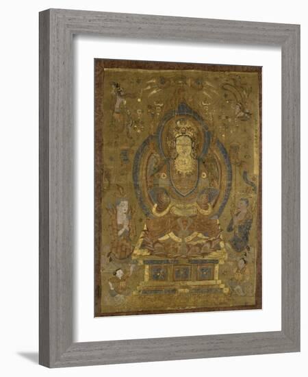 Vénération de Guanyin "secourable aux douleurs" (?) ; Buddha cosmique Vairocana (?)-null-Framed Giclee Print