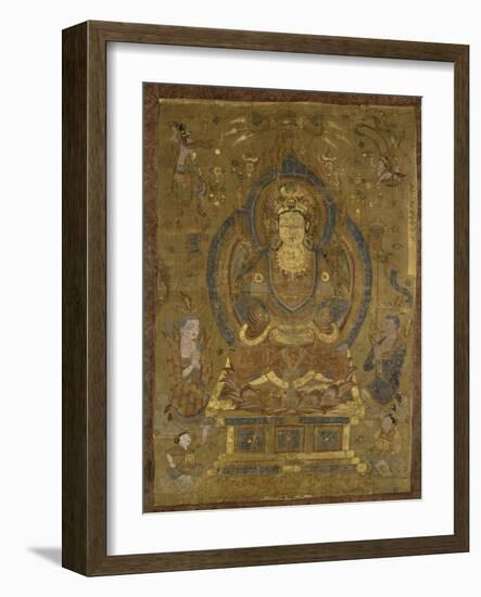 Vénération de Guanyin "secourable aux douleurs" (?) ; Buddha cosmique Vairocana (?)-null-Framed Giclee Print