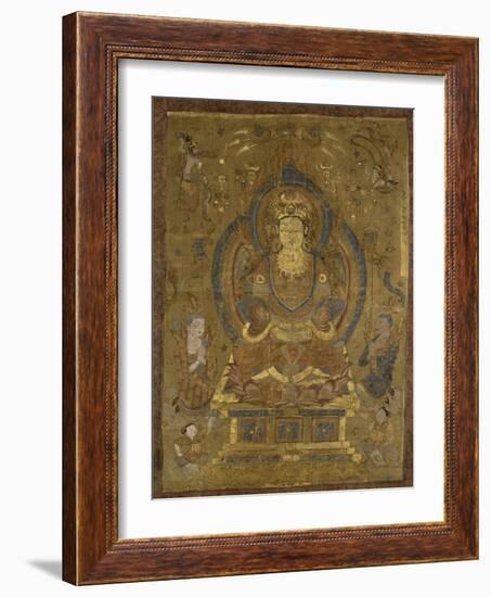 Vénération de Guanyin "secourable aux douleurs" (?) ; Buddha cosmique Vairocana (?)-null-Framed Giclee Print