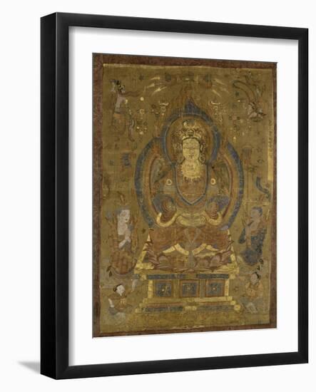 Vénération de Guanyin "secourable aux douleurs" (?) ; Buddha cosmique Vairocana (?)-null-Framed Giclee Print