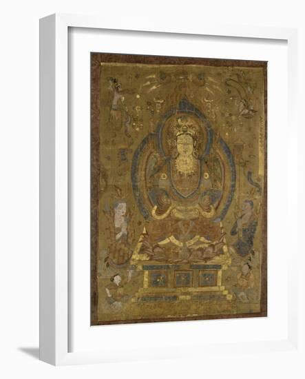 Vénération de Guanyin "secourable aux douleurs" (?) ; Buddha cosmique Vairocana (?)-null-Framed Giclee Print