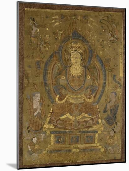 Vénération de Guanyin "secourable aux douleurs" (?) ; Buddha cosmique Vairocana (?)-null-Mounted Giclee Print