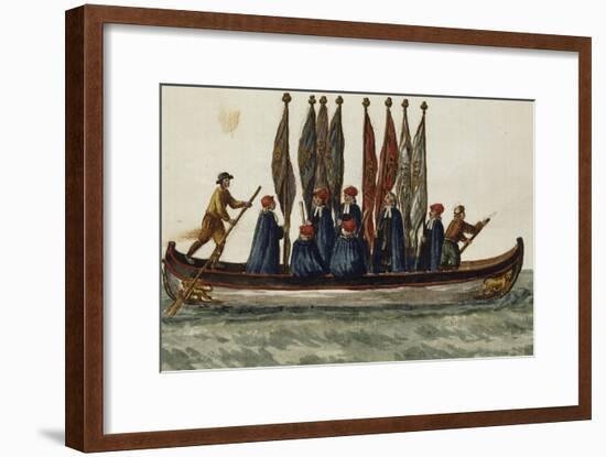 Venetian Boat Decked Out For-null-Framed Giclee Print