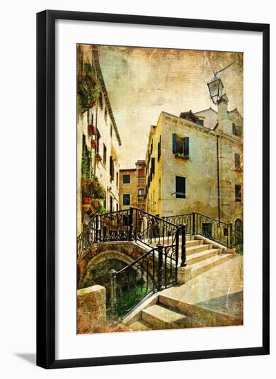 Venetian Channels - Artwork In Retro Style-Maugli-l-Framed Art Print