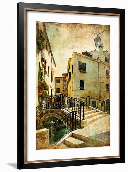 Venetian Channels - Artwork In Retro Style-Maugli-l-Framed Art Print