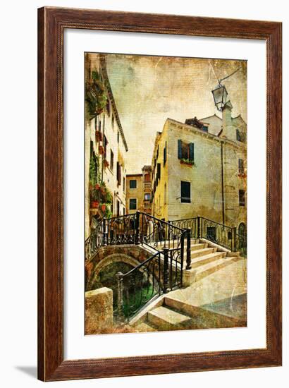Venetian Channels - Artwork In Retro Style-Maugli-l-Framed Art Print