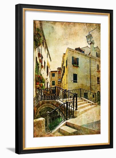 Venetian Channels - Artwork In Retro Style-Maugli-l-Framed Art Print