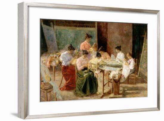 Venetian Embroidery Makers, C.1905-Andrew Colley-Framed Giclee Print