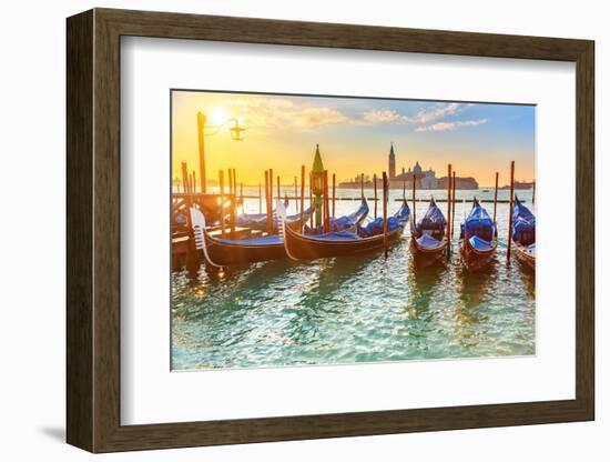 Venetian Gondolas at Sunrise, Venice, Italy-sborisov-Framed Photographic Print