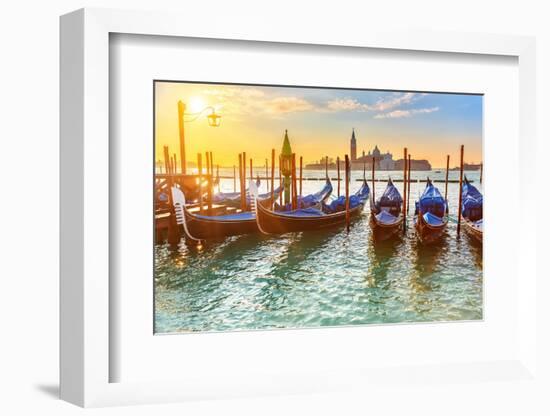 Venetian Gondolas at Sunrise, Venice, Italy-sborisov-Framed Photographic Print