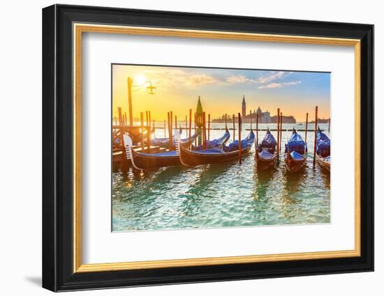 Venetian Gondolas at Sunrise, Venice, Italy-sborisov-Framed Photographic Print