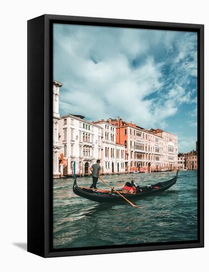 Venetian Gondolier Punts Gondola in Venice, Italy-World Image-Framed Premier Image Canvas