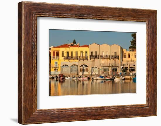 Venetian harbor, Rethymno, Crete, Greek Islands, Greece, Europe-Markus Lange-Framed Photographic Print